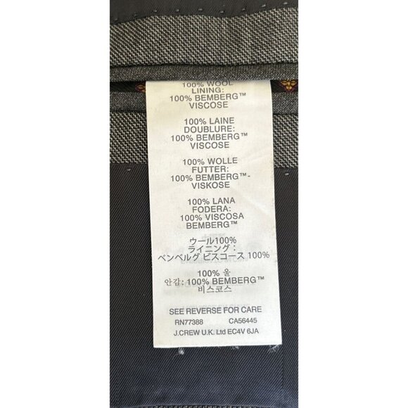 J.Crew Ludlow Mens Gray Tollegno 1900 Wool Blend Blazer Suit Jacket 40R Classic - Picture 6 of 8